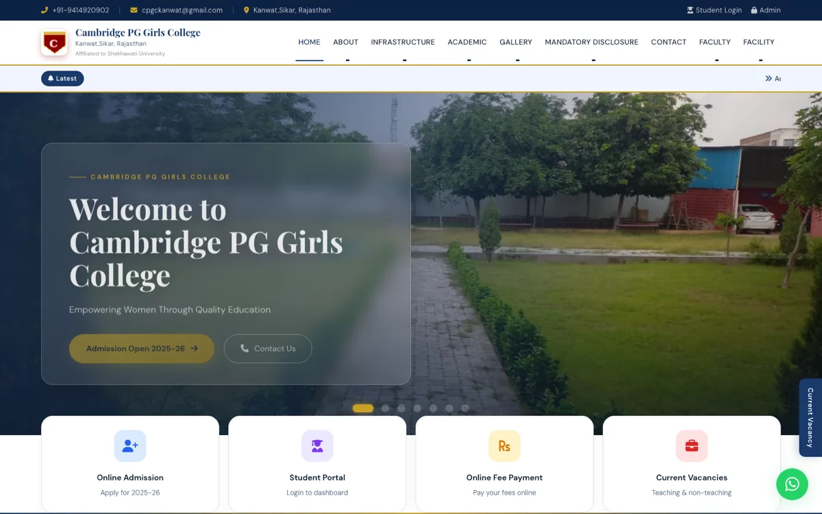 Cambridge Post Graduate College Screenshot