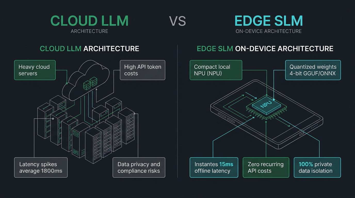 Architectural comparison: Centralized cloud GPU clusters vs. decentralized on-device NPU compute